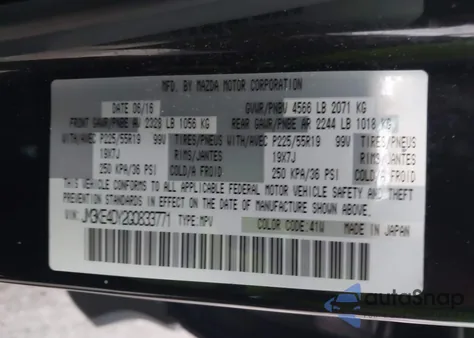 2016 Mazda Cx-5 Grand Touring z USA, uszkodzony, nr VIN JM3KE4DY2G0833771